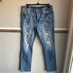 NWOT BKE Jeans Blue Jake Straight 5 Pocket Stretch Distressed Denim​